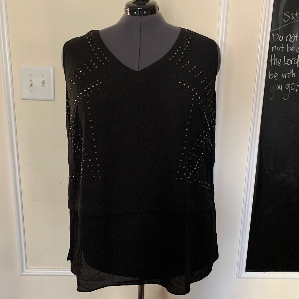 Black Sleeveless Top with Embellishments